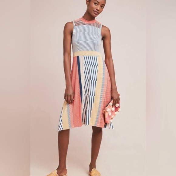 Anthropologie Dresses & Skirts - Maeve by Anthropologie Colorful Striped Sleeveless Midi Dress